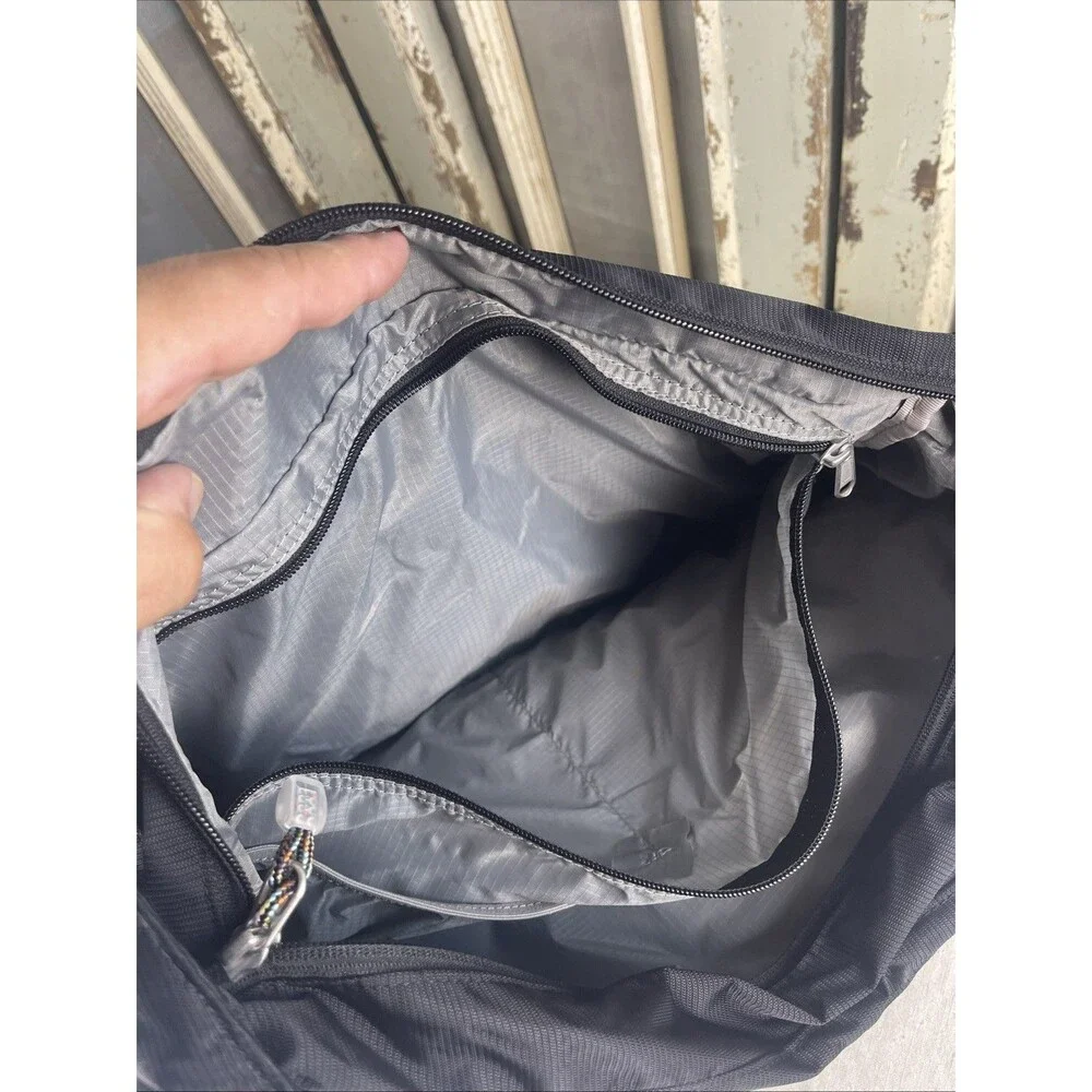 eBags Black Nylon Messenger Bag Crossbody Travel Commuter Laptop Multi-Pocket